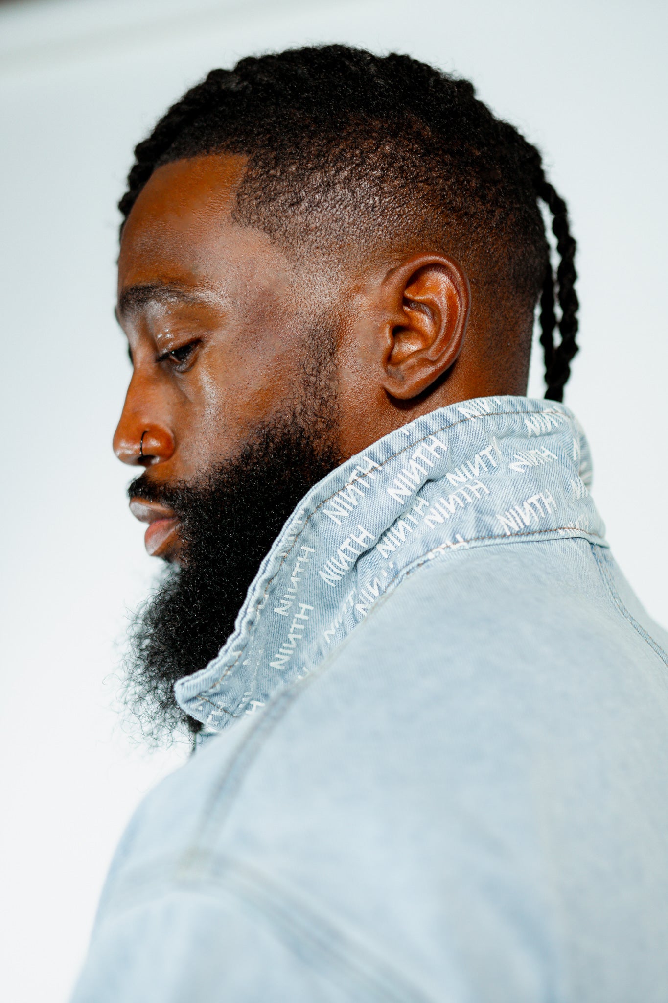 Invisible Button Box Cut Denim shirt