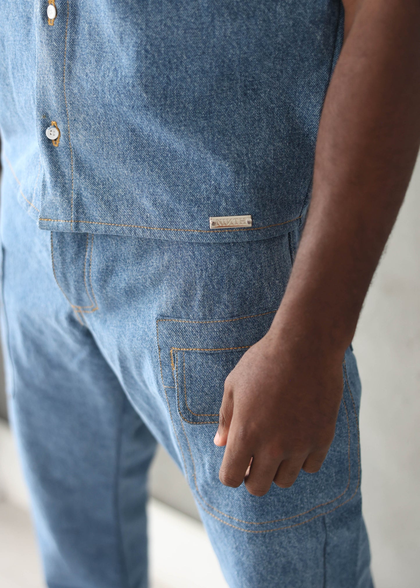 Button Down Box Cut Denim Shirts