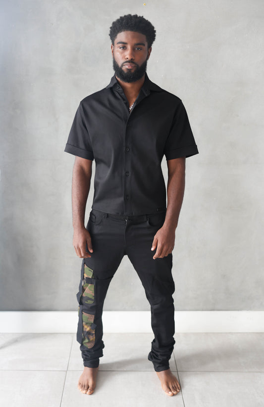 New Black Stretch Cargo Camouflage Jeans