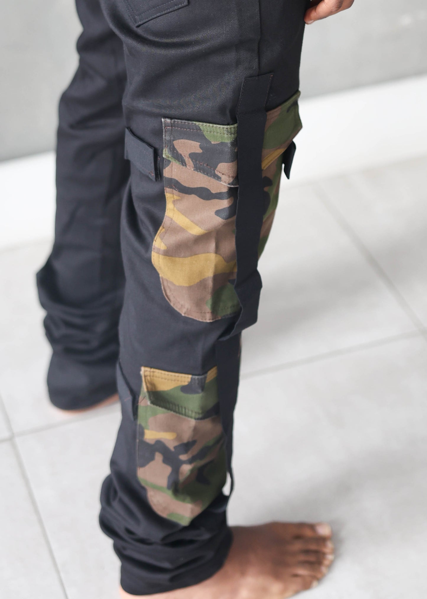 New Black Stretch Cargo Camouflage Jeans