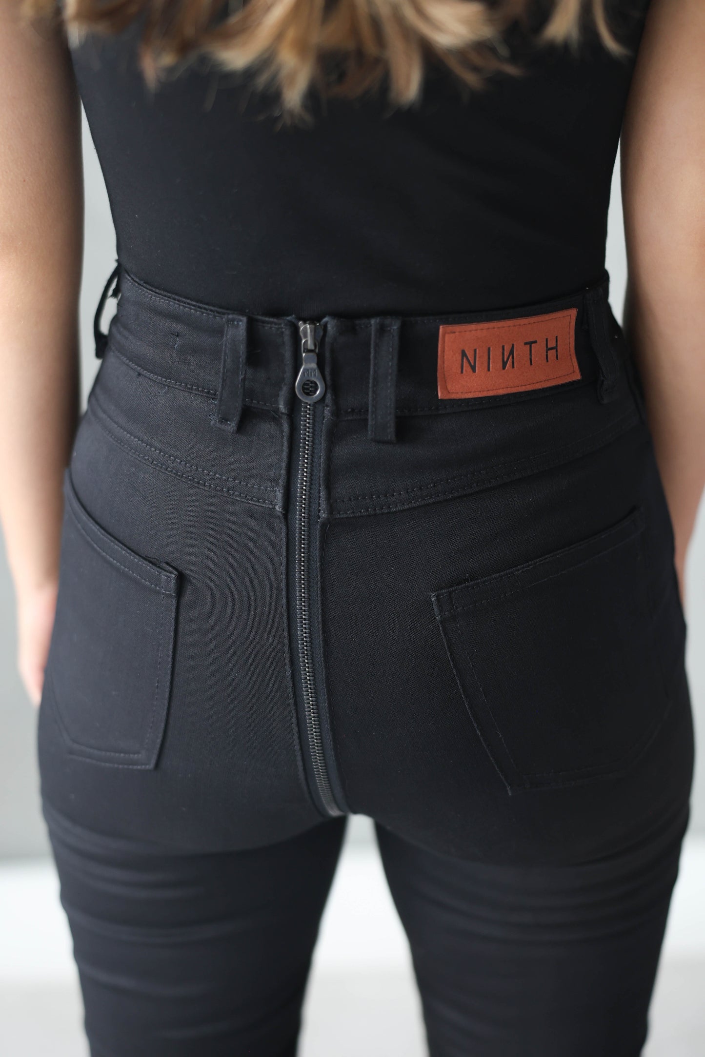 Black Stretch Zip Up Jeans